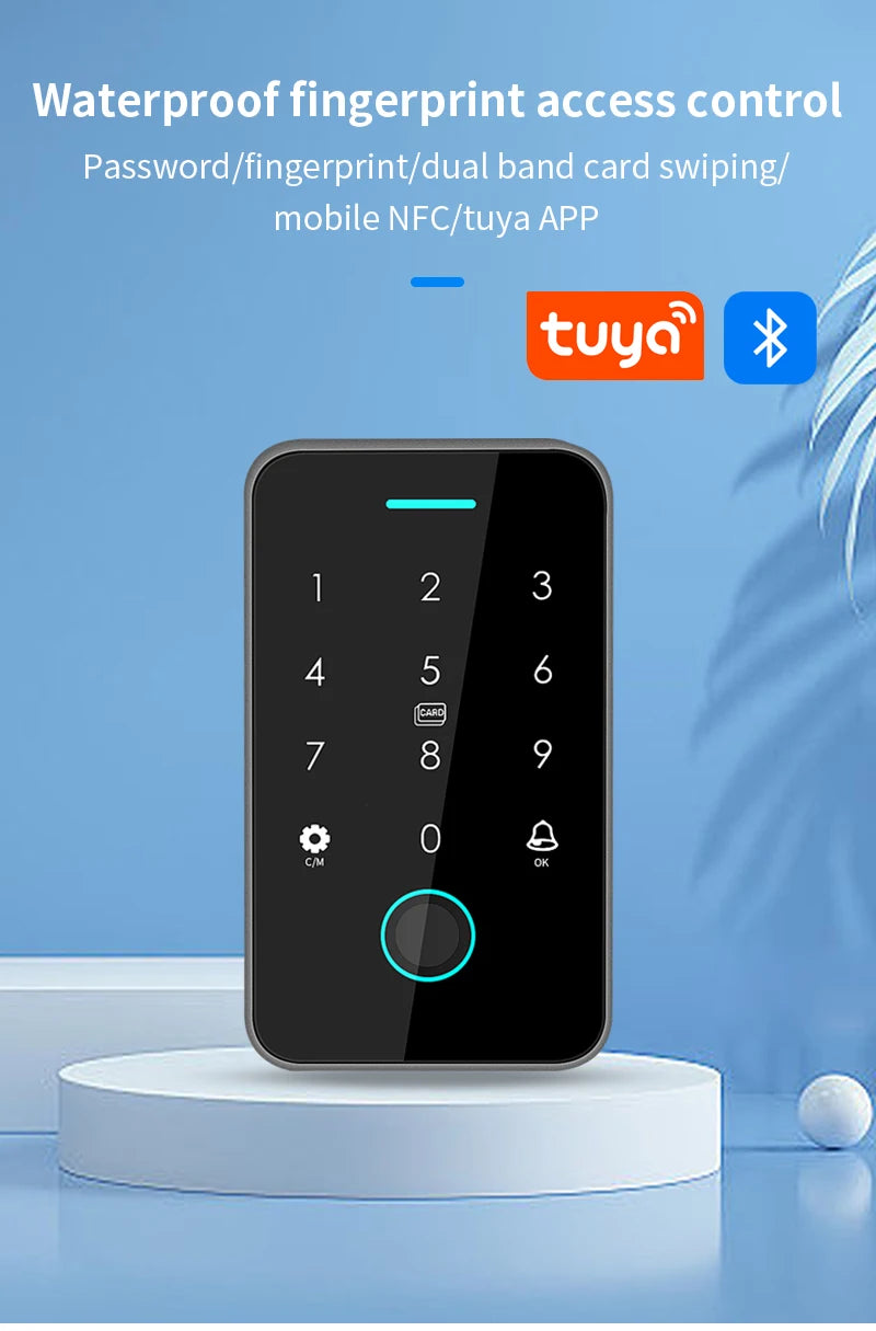 Bluetooth NFC Tuya App Smart Door Access Control System with RFID Fingerprint Keypad Outdoor Electric Magnetic Lock Rainproof