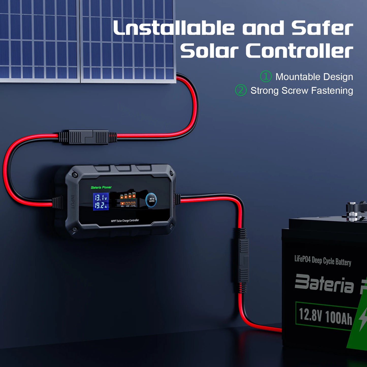 20A 12V/24V MPPT Solar Charge Controller with LCD Display