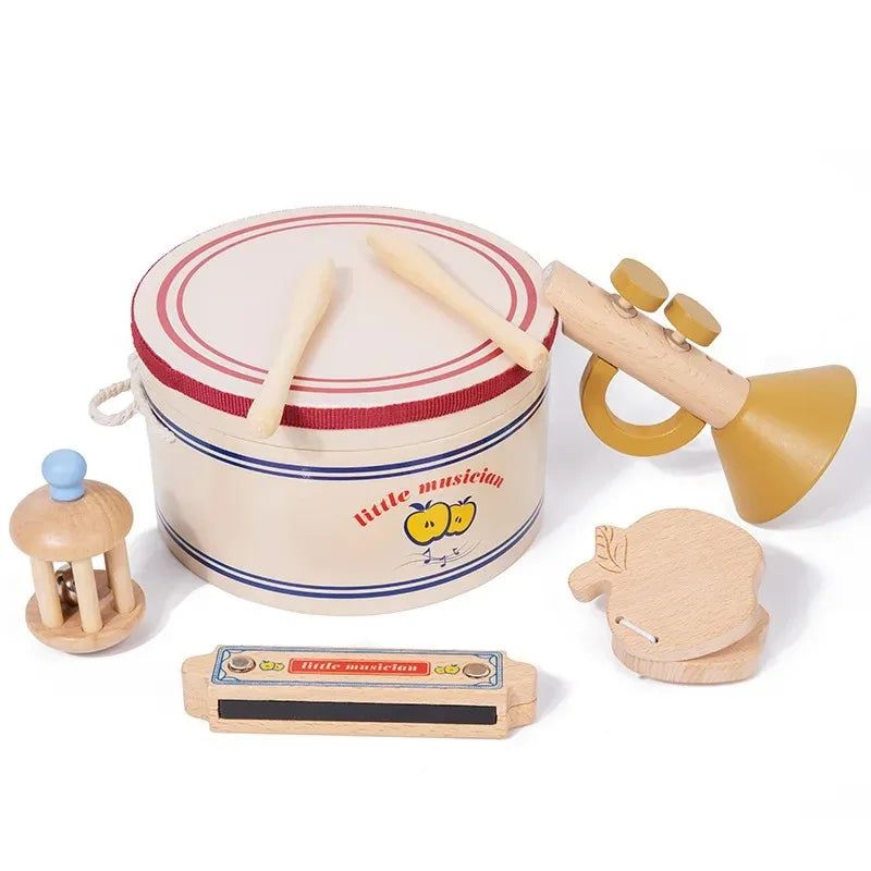 Wooden Xylophone Drum Set for Toddlers Montessori Musical Instruments Colorful Educational Toy