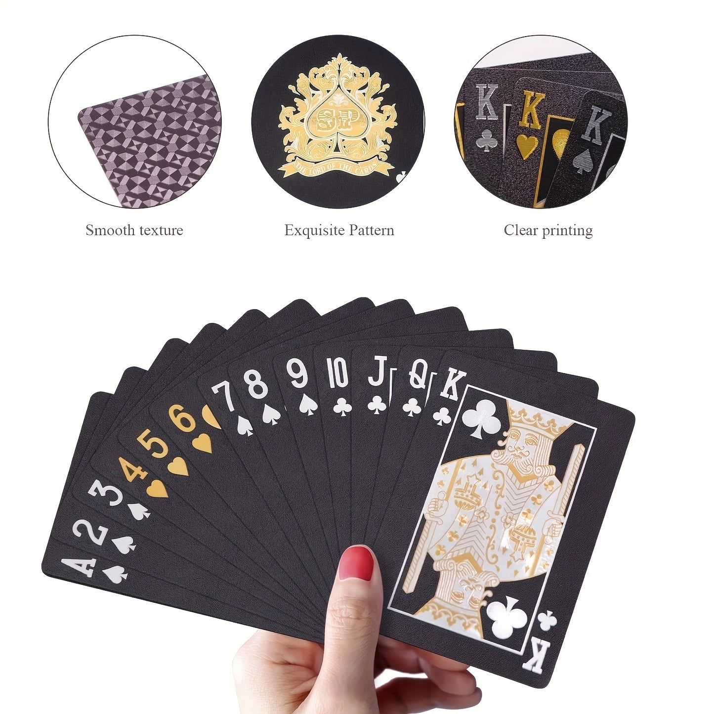 Black Gold Waterproof Plastic Playing Cards for Poker Games