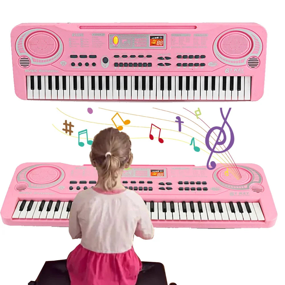 Chriyungel Kids Electronic Piano Keyboard with Microphone 61 Keys or 37 Keys Musical Instrument Toy for Beginner Children
