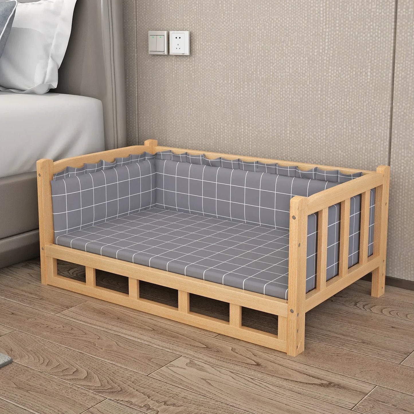 Simple Wooden Dog Bed Multifunctional Bedside Dog House Environmentally Friendly and Practical Pet Bed Light Luxury Dog Room