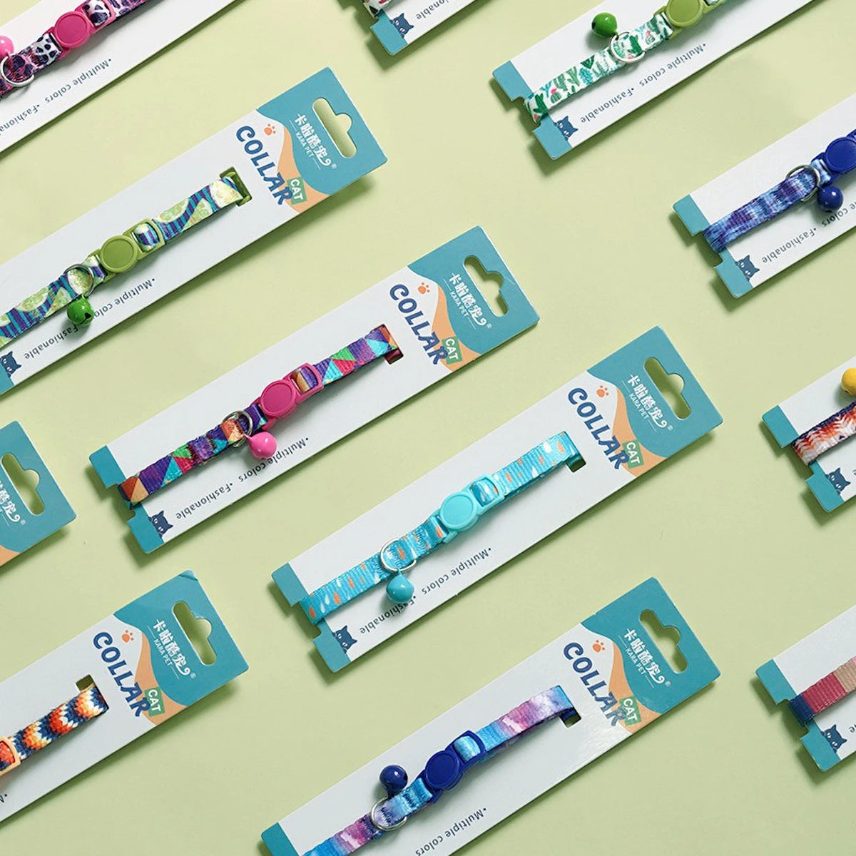 Cute Cat Weaving Necklace with Small Bell Design Anti-Suffocation Cat Collar Adjustable 15-30cm Comfortable Soft nylon material