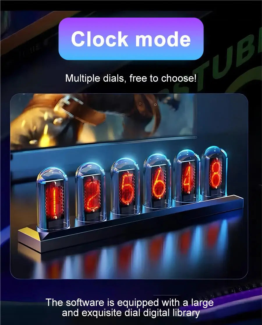 Nixie Tube Clock Night Light with IPS RGB Glow Color App Control DIY Digital Display for Bedroom Decor