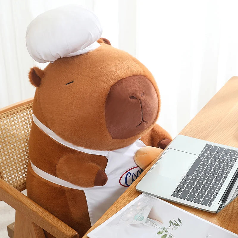 Chef Capybara Plush Doll Cute Capibara Soft Stuffed Animal
