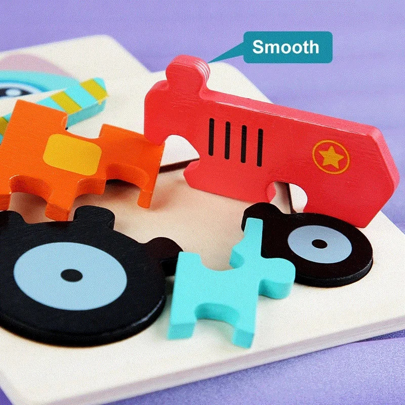 Wooden Puzzle Montessori Animals Colorful Learning Toy for Kids