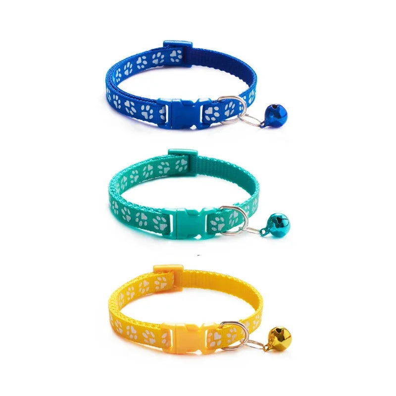 1/3/6/12/18Pcs Pet Collar With Bell Footprints Colorful Dog, Dog, Cat Accessories Cat Collar Adjustable Bell Ring Necklace Pet