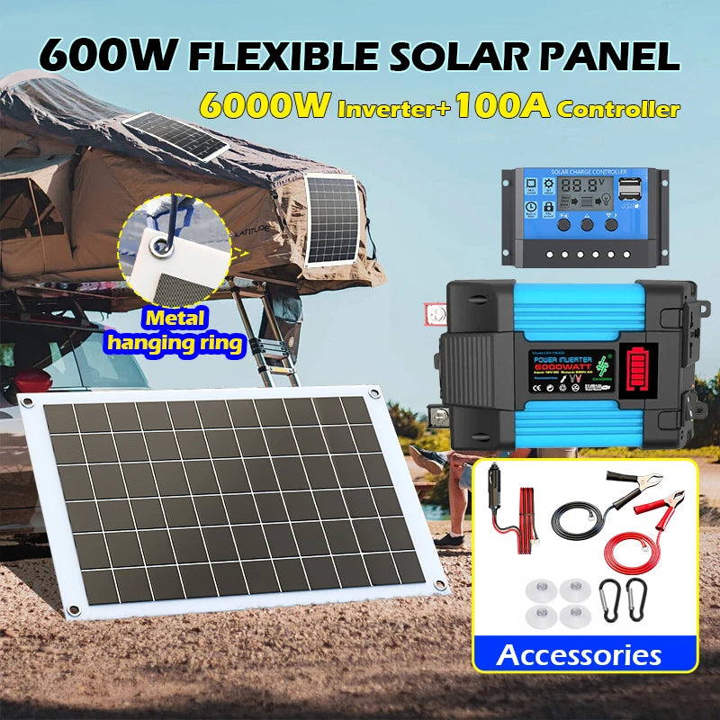 6000W Solar Inverter Kit with 600W Panel 12V Charging System