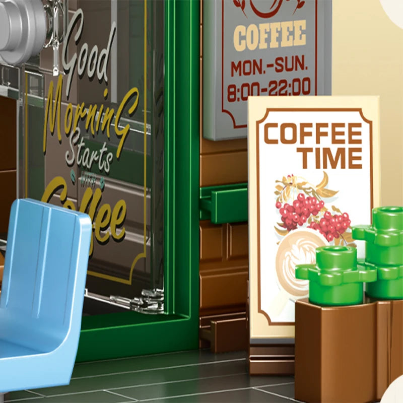 Coffee Shop Building Blocks Architecture Model for Kids Creative City Series Toy for Boys and Girls