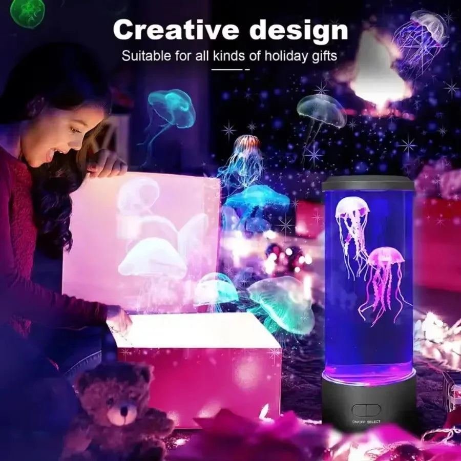 Jellyfish Lamp LED Color Changing Mood Light 7 Colors Aquarium Night Light for Bedroom and Desktop Decor Great Gift for Kids