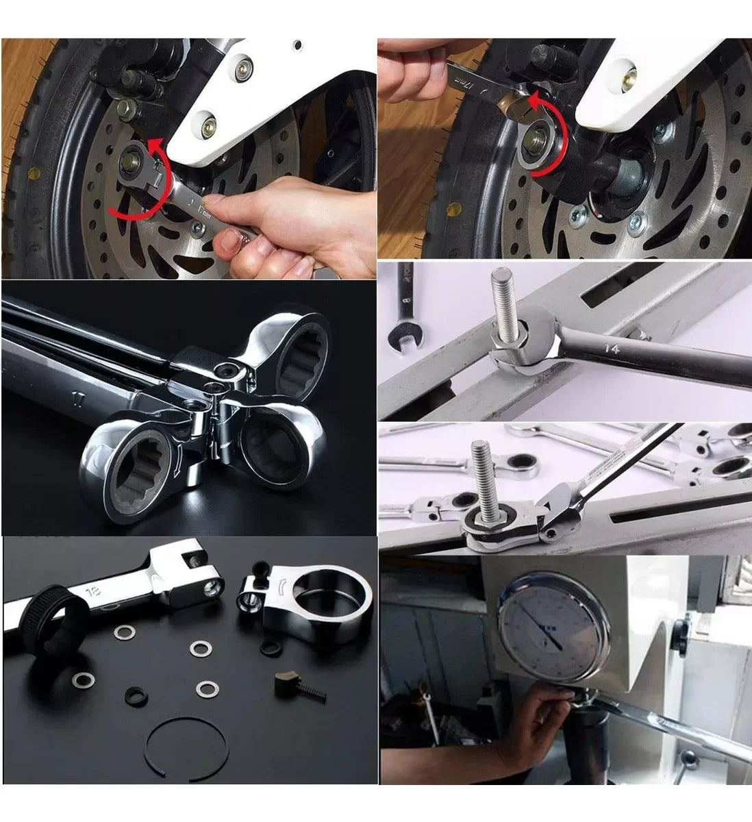 Flex Head Ratcheting Wrench Set, WOZOBUY Metric Cr-V Gear Spanner