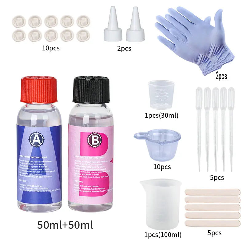 1 to 1 Crystal Clear Epoxy Resin Kit for Coating and Casting High Gloss Bubbles Free Art Supplies for DIY Jewelry and Crafts