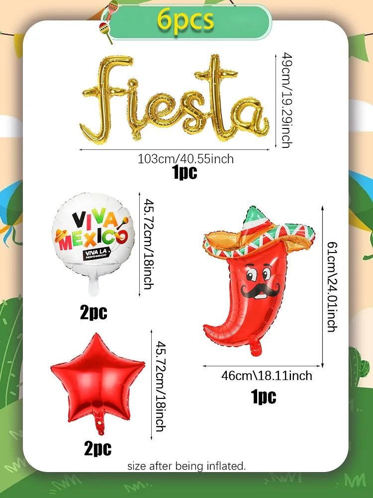 6 pcs Set Mexican Carnival Balloon