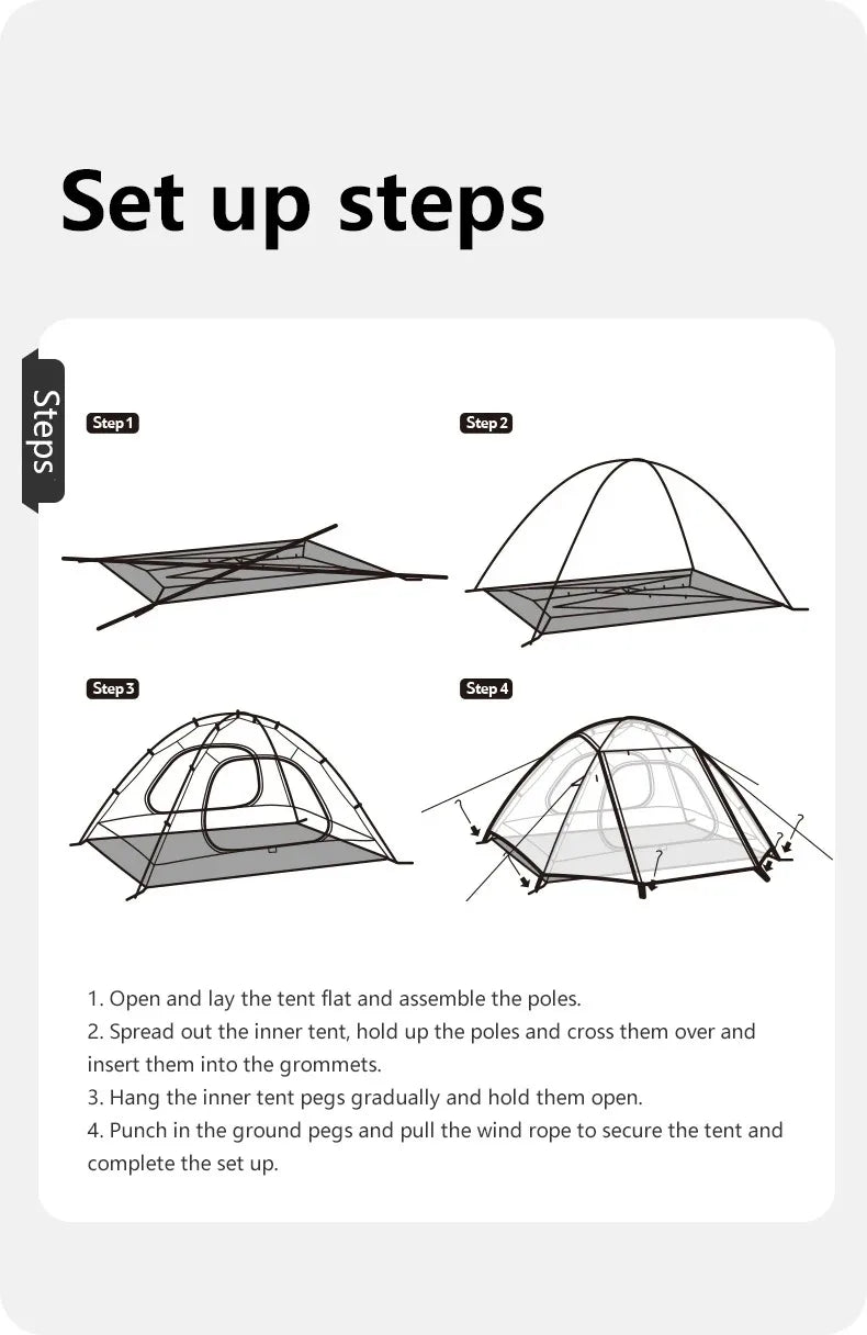 Naturehike Camping Tent 2-3 People Waterproof Ultralight UPF50+ Outdoor Shelter
