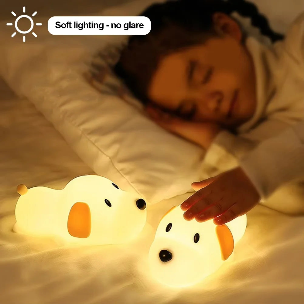 Bunny Silicone Night Light for Kids Room USB Rechargeable Dimmable Sleep Lamp with Timer