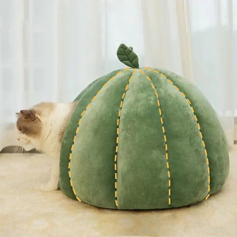 Pumpkin Cat Bed Cat House Enclosed Cat Bed Cat Cave Thickened Halloween Pet Bed Cat Hideaway For Kittens Small Dogs Winter Home