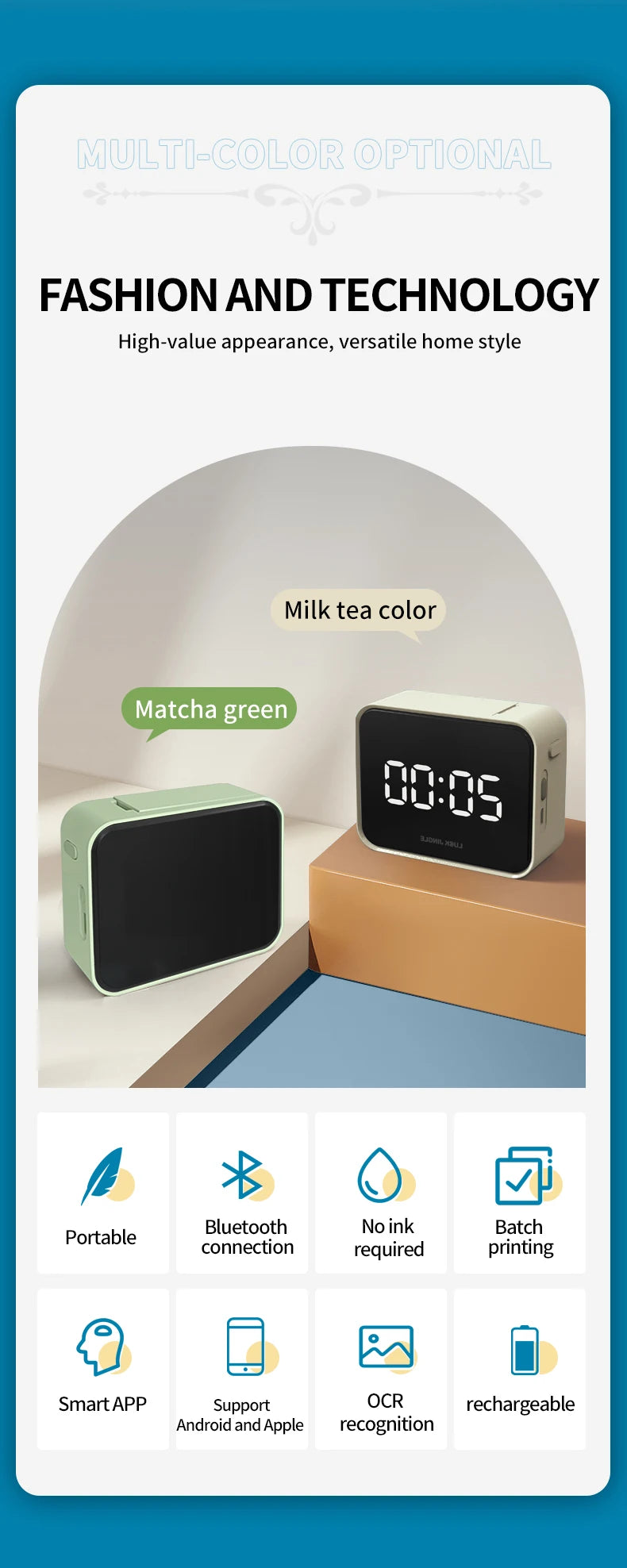 Marklife P15 Bluetooth Thermal Label Printer Portable Inkless Label Maker for Home and Office Use