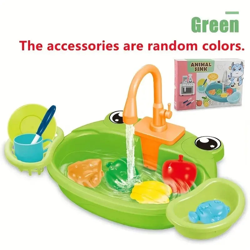 Play House Kitchen Simulation Set with Electric Faucet for Parent-Child Interaction