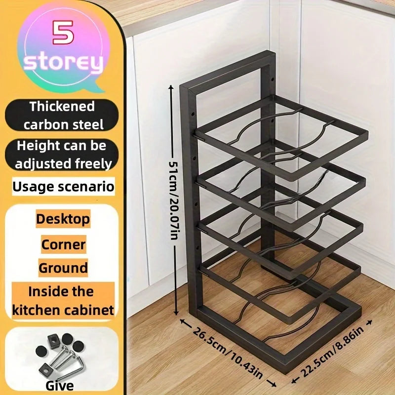 Adjustable Stainless Steel Pot Rack Organizer for Kitchen Multi-Layer Pot and Pan Storage Solution