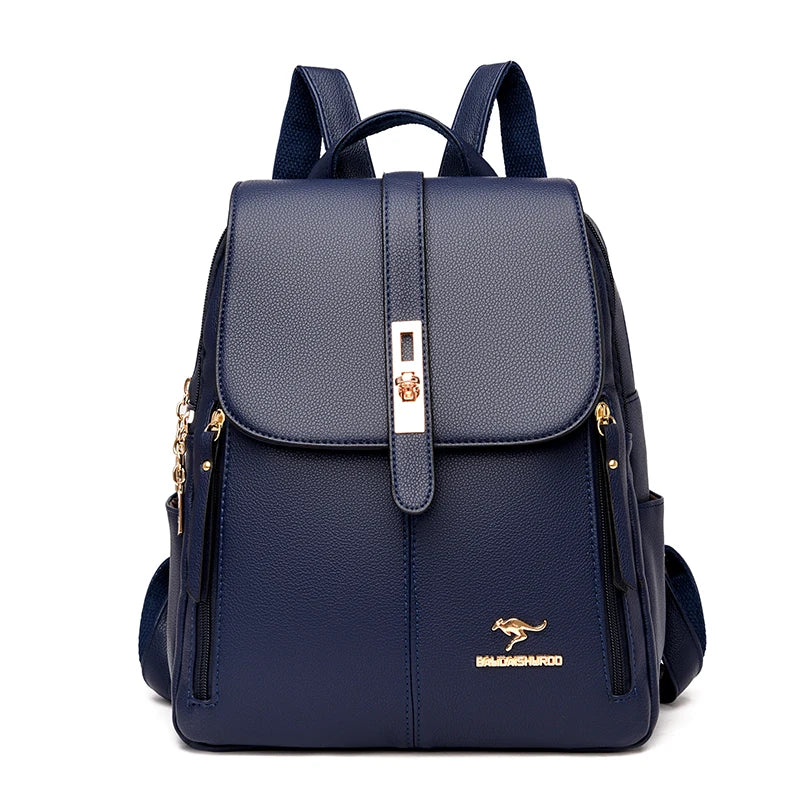 Luxury Women Leather Backpacks for Girls Casual Daypack
