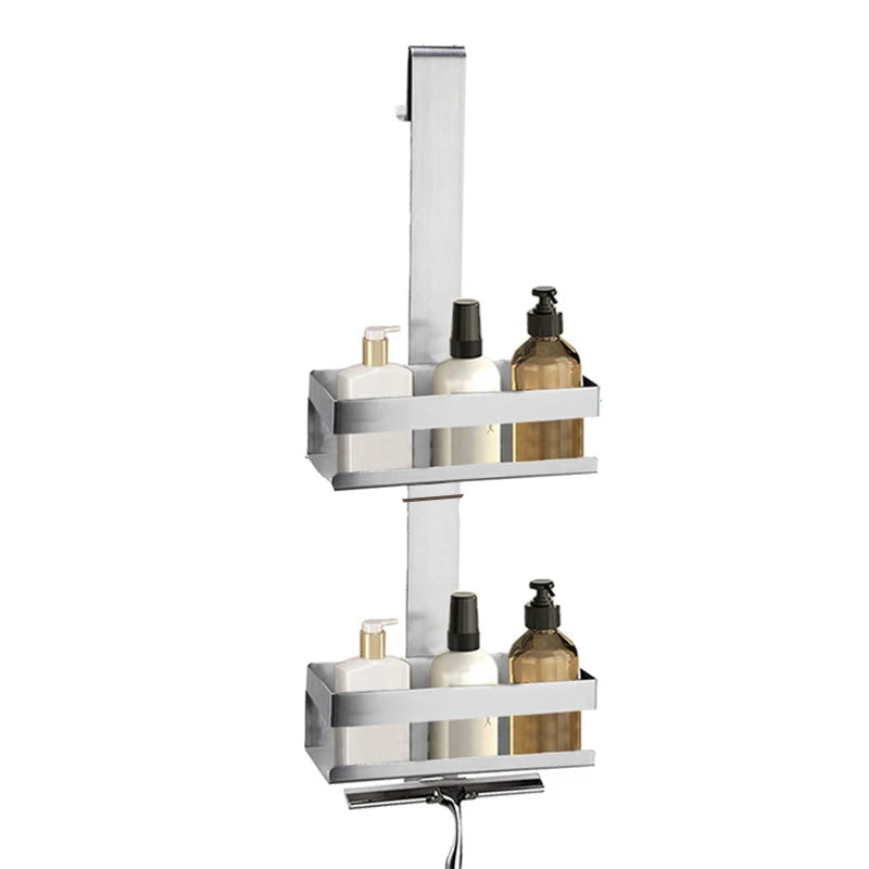 No Drill Movable Bathroom Shelf Steel Organizer for Shower and Storage Solution