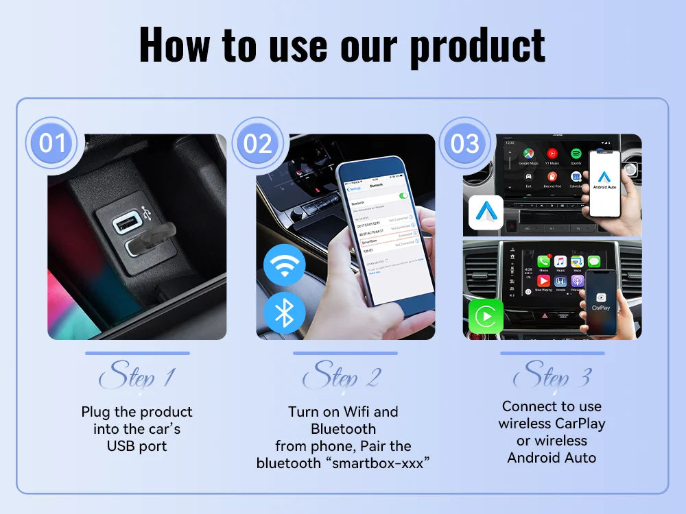 XUDA NEW Wireless CarPlay Android Auto Adapter Mini Box for Nissan