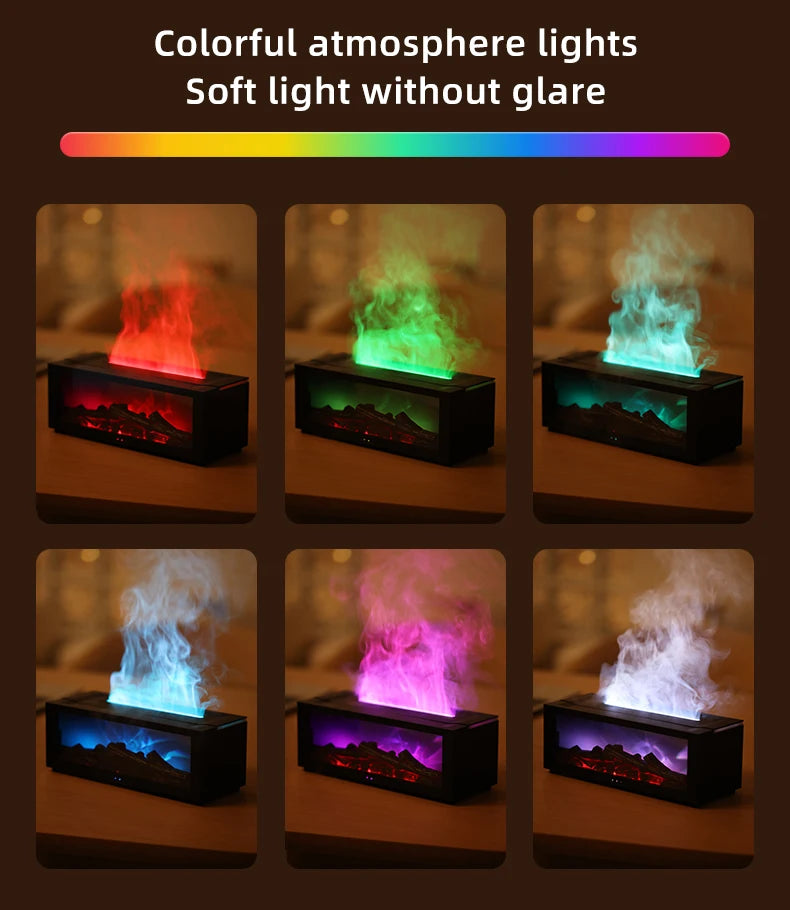 Creative Fireplace Air Humidifier Auto-Off Aroma Diffuser with LED Light and Remote Control