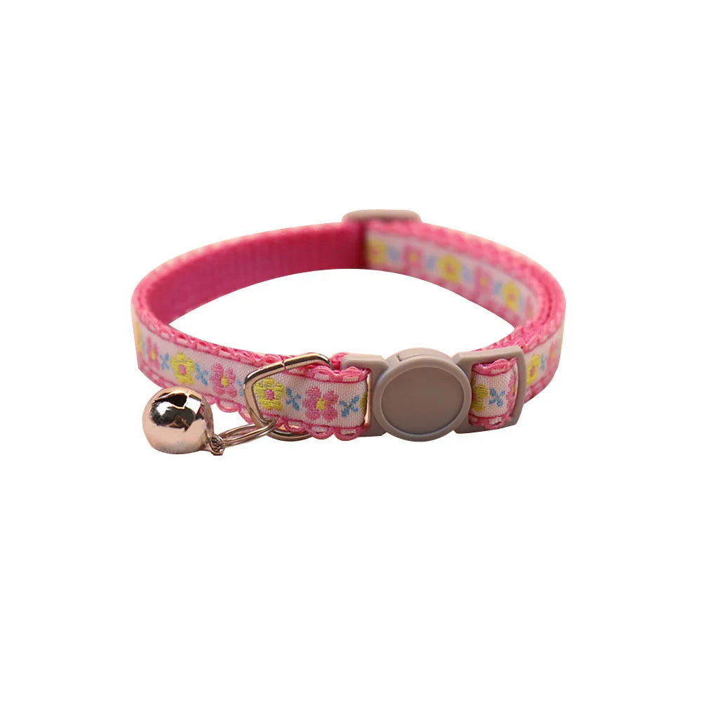 Hand Knitting Flower Pet Collar With Bell Colorful Retro Style Cat Collar Adjustable Safety Necklace For Puppy Cat Accessories