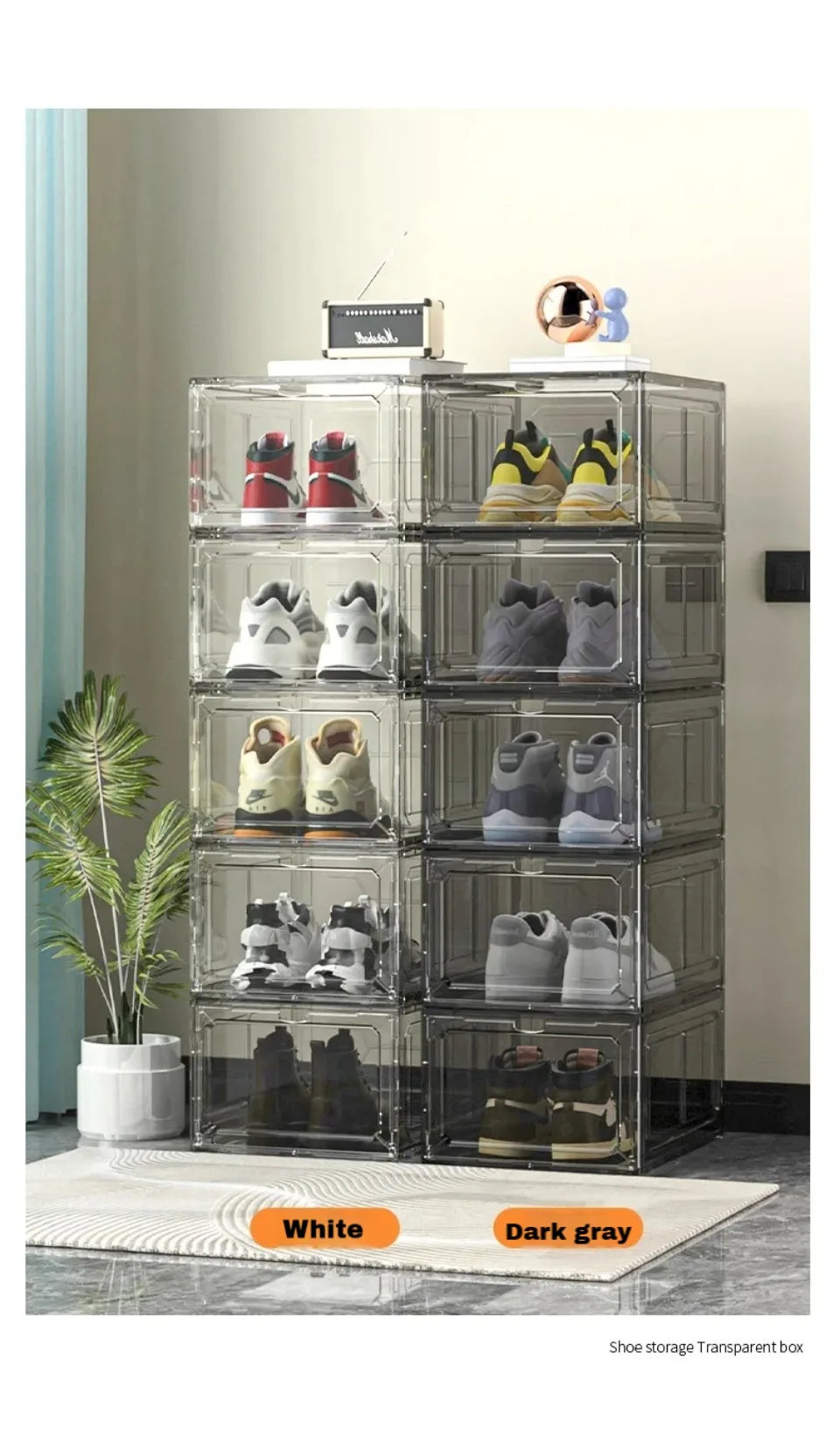 Transparent Shoe Box Magnetic Suction Door Dustproof Storage Box