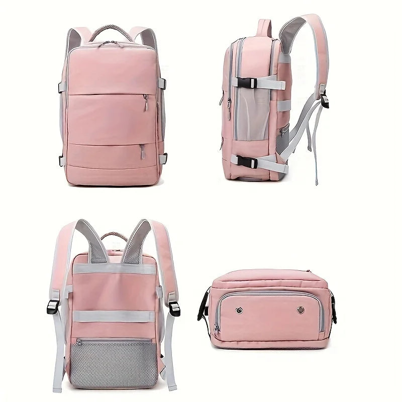 Travel Backpack Women Large Capacity Waterproof Anti-Theft Daypack with USB Charging Port and Luggage Strap