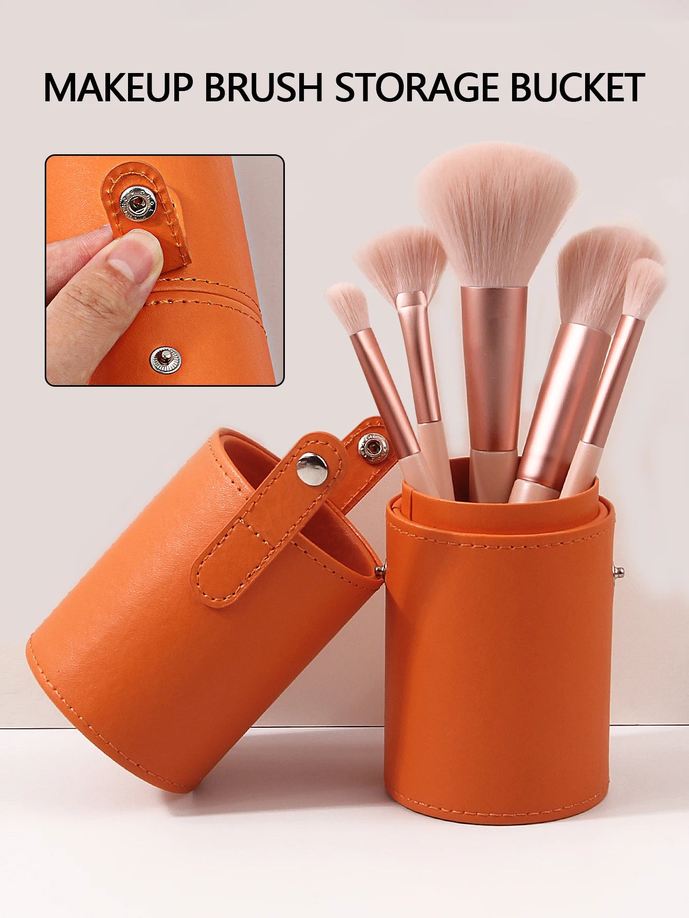 Portable PU Leather Travel Makeup Brush Holder Organizer Bag