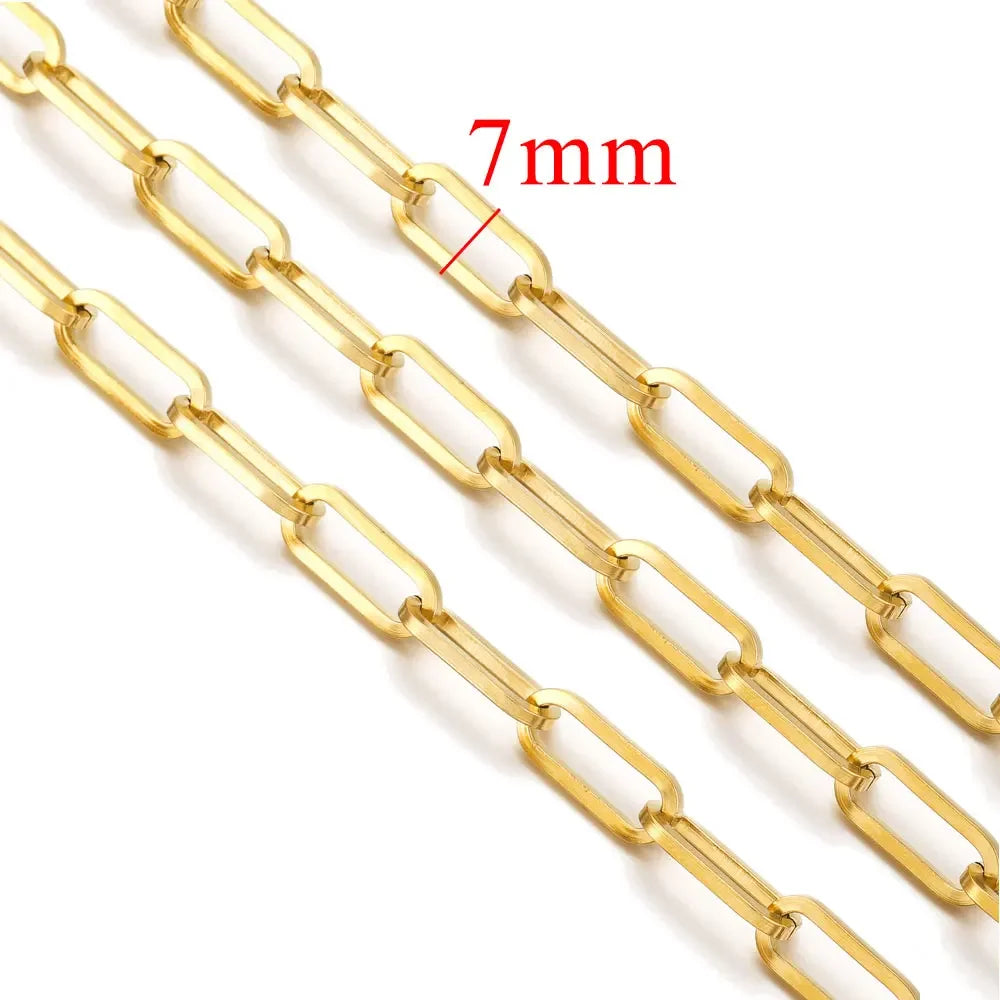 1 Meter Stainless Steel Chunky Hip Hop Gold Color Chains DIY Jewelry