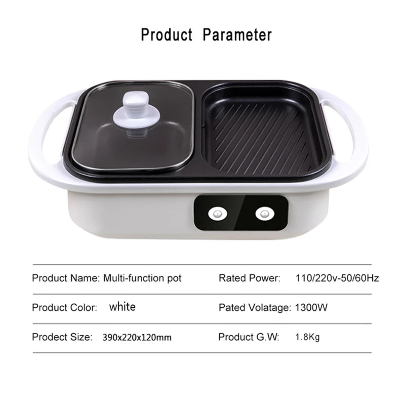 2 in 1 Non-Stick Shabu Pot and Griddle β Induction Heating for Versatile Cooking