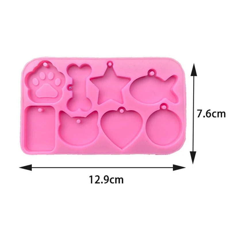 Dog Tag Bone Shaped Keychain Mold for DIY Resin Jewelry
