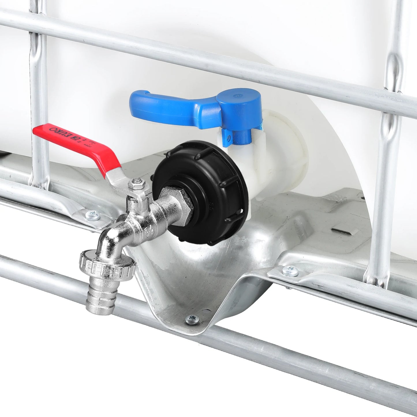 Adaptador de grifo de tanque IBC duradero de 1 pieza, rosca gruesa S60*6 a conector de 1/2'' 3/4'', válvula de repuesto para grifo de jardín y hogar