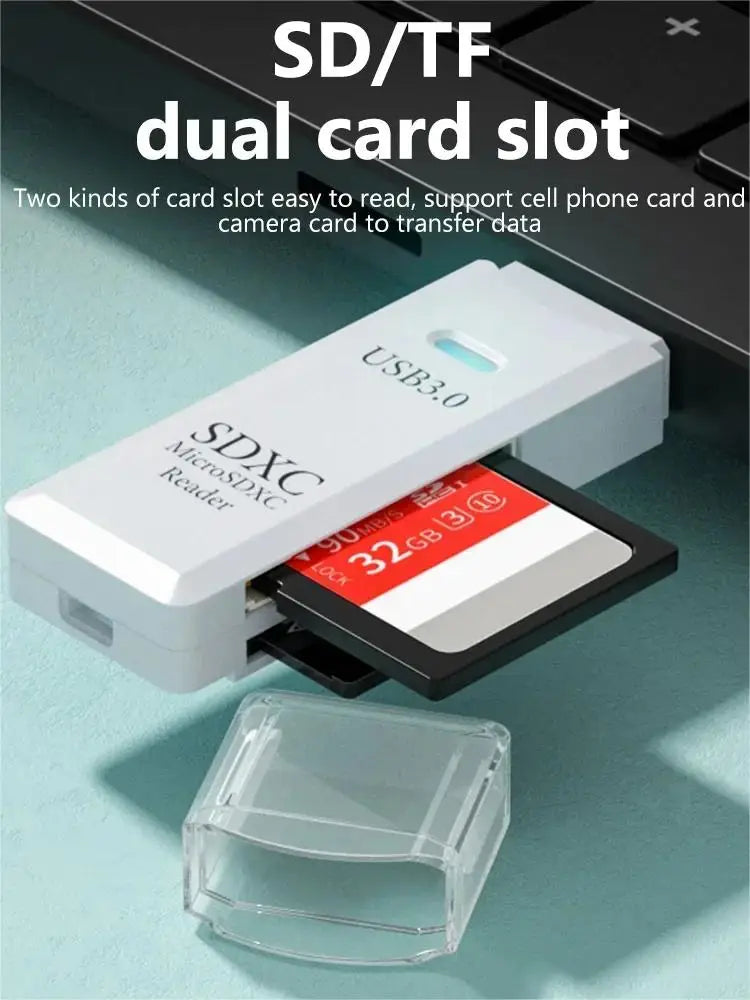 Multi Functional 2-in-1 High-Speed USB 3.0/2.0 Card Reader for TF and SD