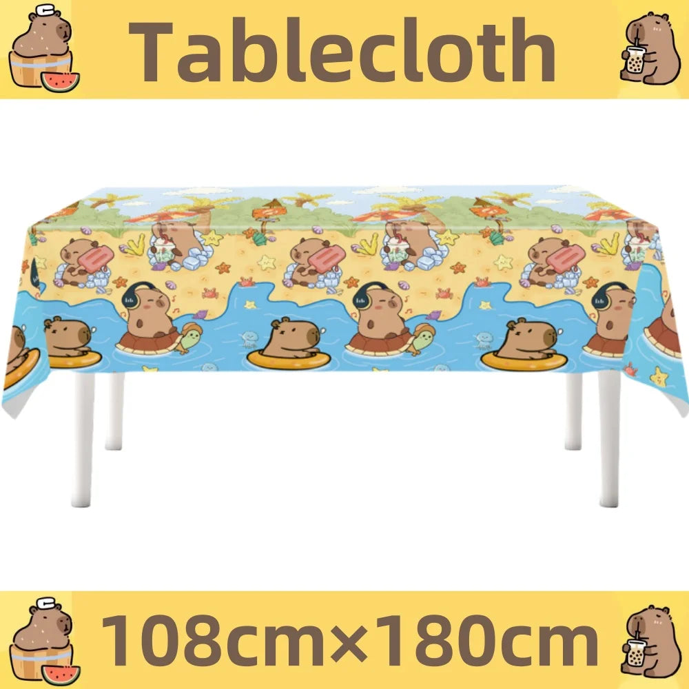 Capybara Birthday Decorations Balloons Cute Tableware Set