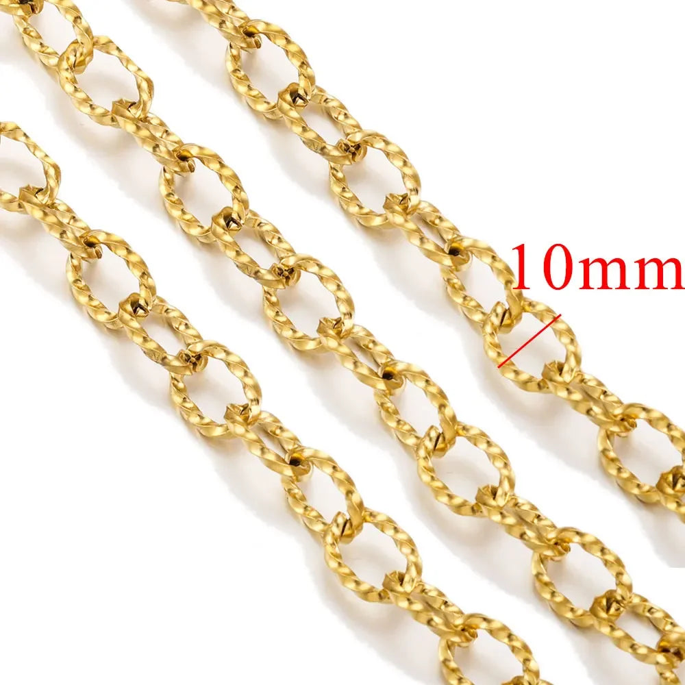 1 Meter Stainless Steel Chunky Hip Hop Gold Color Chains DIY Jewelry