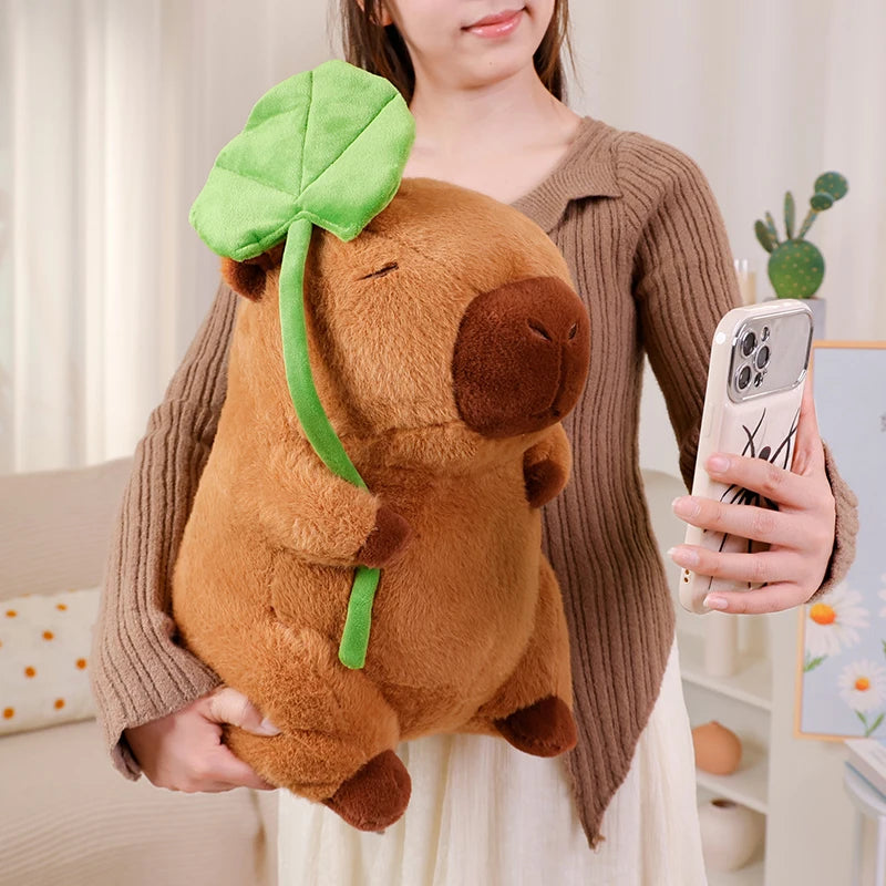 Lotus Leaf Capybara Plush Toy with Unicorn and Dinosaur Design