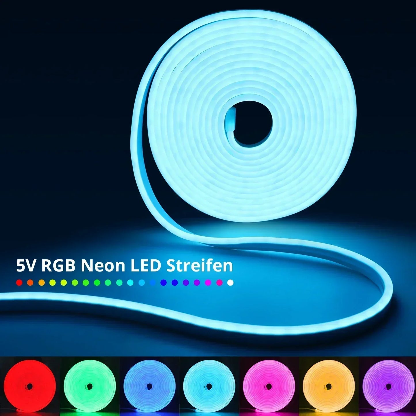 Neon LED Strip Light 5V RGB Waterproof Bluetooth Music Sync