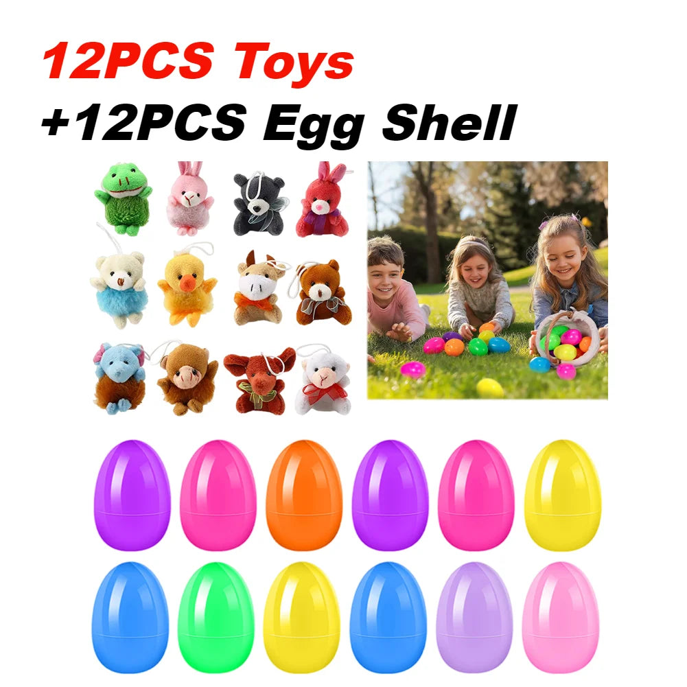 12/20/24/48Pcs Prefilled Easter Eggs with Plush Toys for Kids