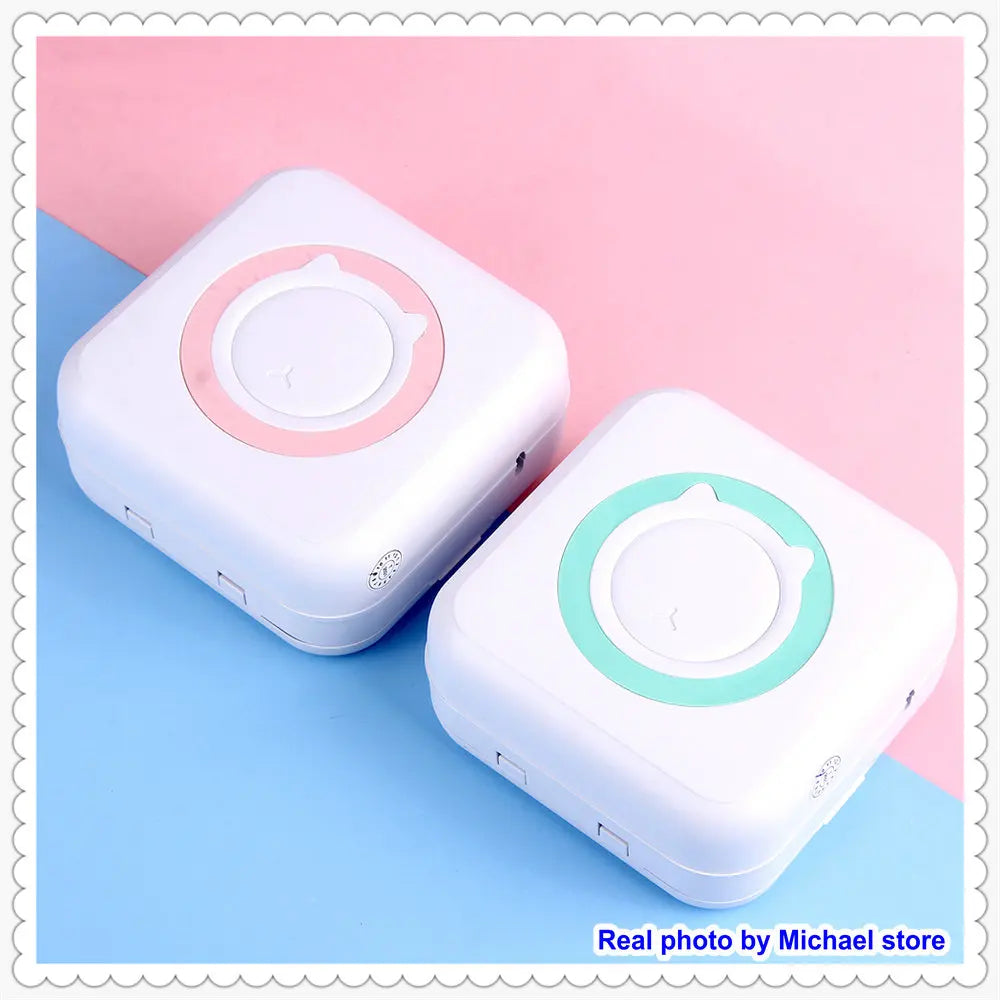 Portable Mini Thermal Printer Wirelessly BT 203dpi Photo Label Memo Printing with USB Cable