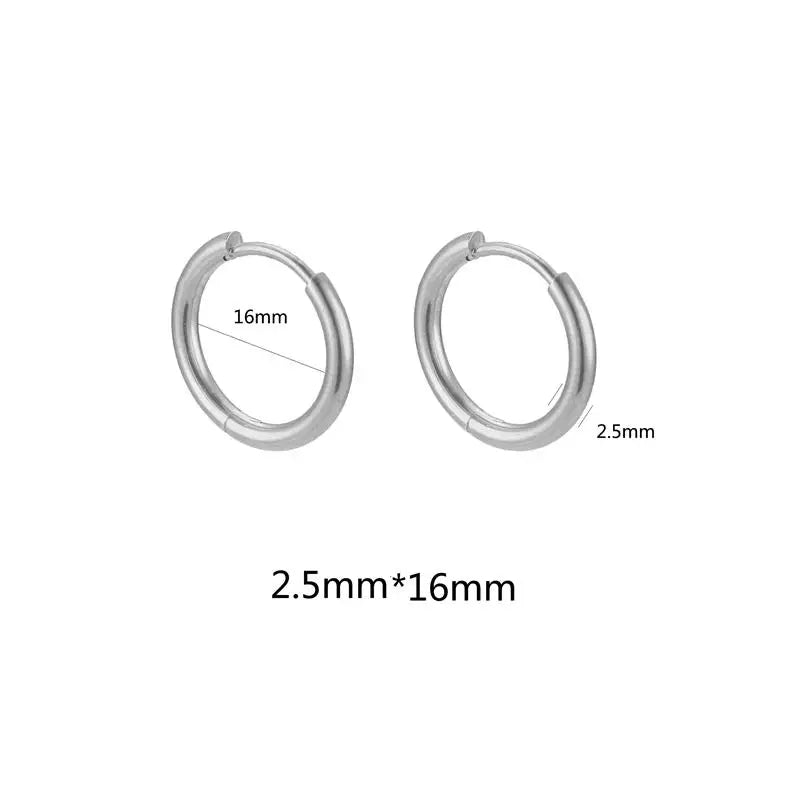 10pcs Stainless Steel Small Hoops Earring Piercing 8-20mm