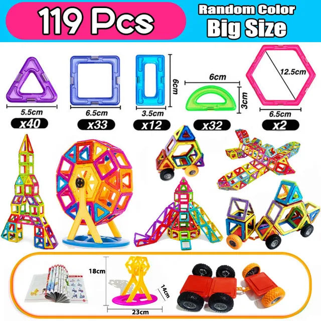 Big Size Magnetic Building Blocks Set for Kids Creative Constructor Toys for Boys and Girls Ages 4 to 12
