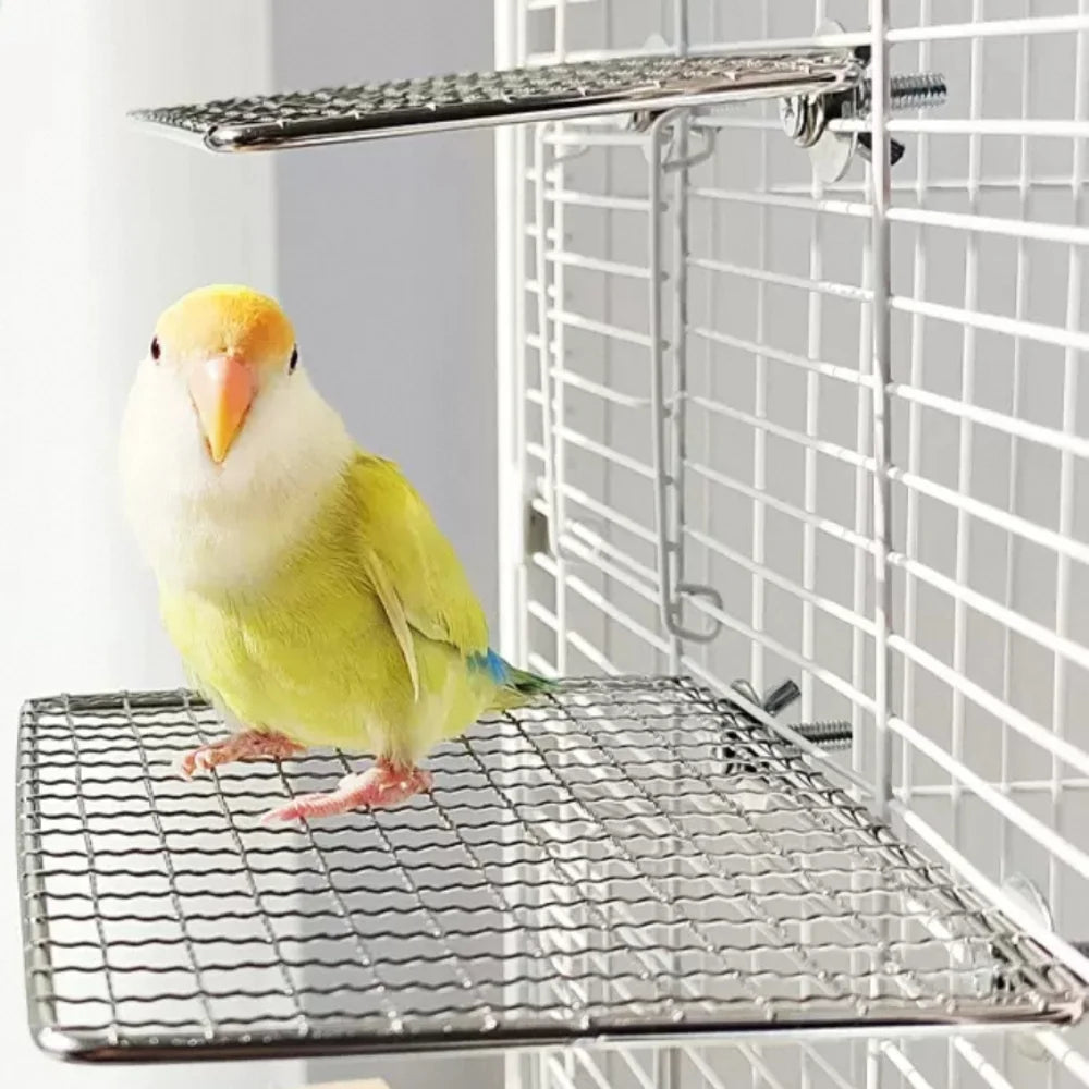 15*10CM Parrot Stainless Steel Rest Platform Stainless Steel Birdcage Bracket Parrot Perch Platform Birdcage Accessories