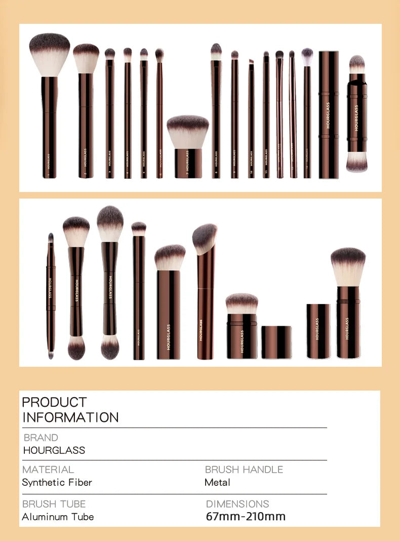 Hourglass Complete Makeup Brush Set for Flawless Application with Foundation Concealer Blush Bronzer Eyeshadow and Eyeliner Brushes