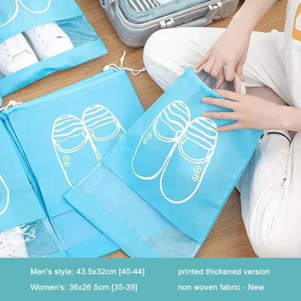Portable Translucent Matte Non-woven Shoe Storage Bag Dust-proof Travel Organizer