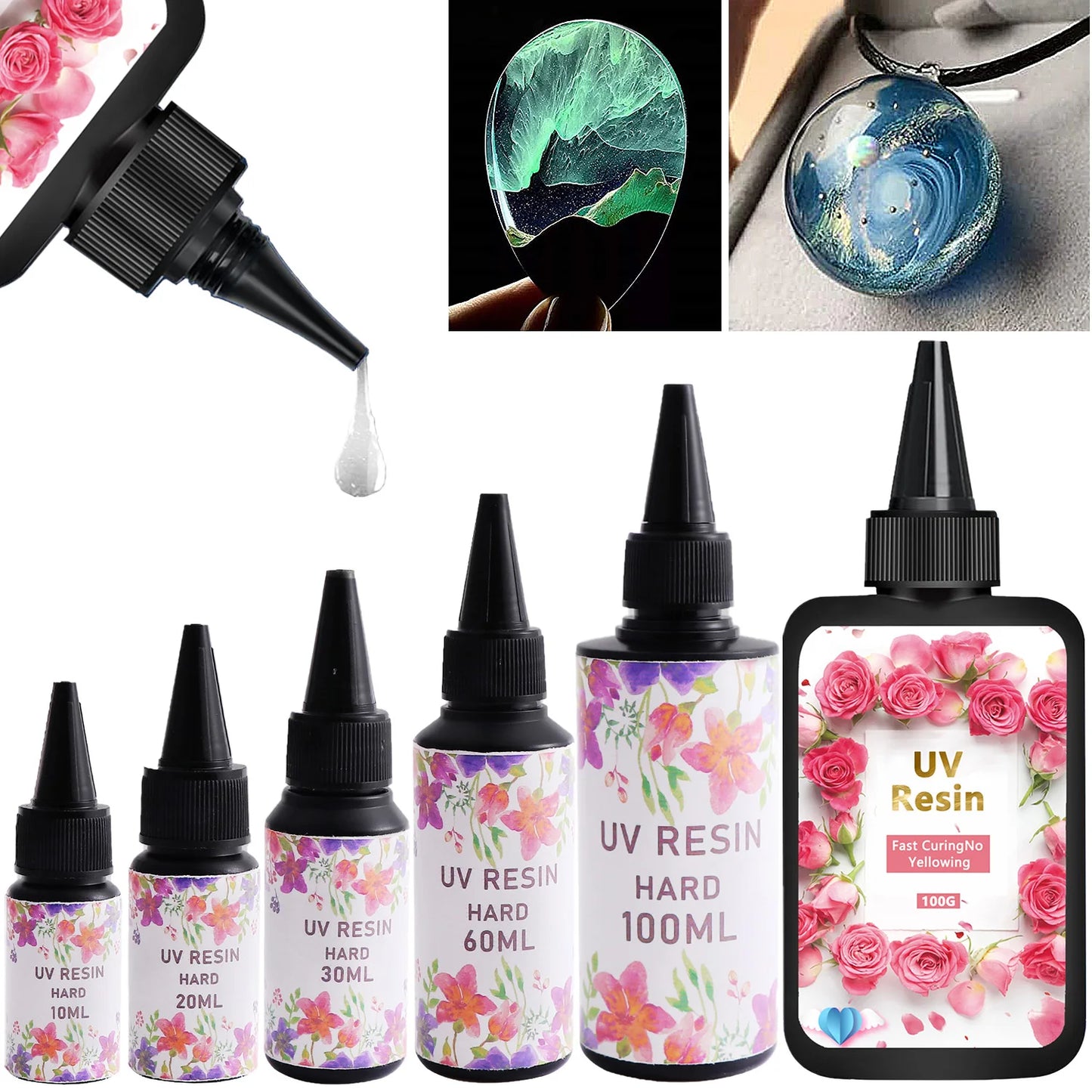 Crystal Clear UV Resin Hard Glue for Jewelry Making Ultraviolet Curing Epoxy Silicone Mold Tool