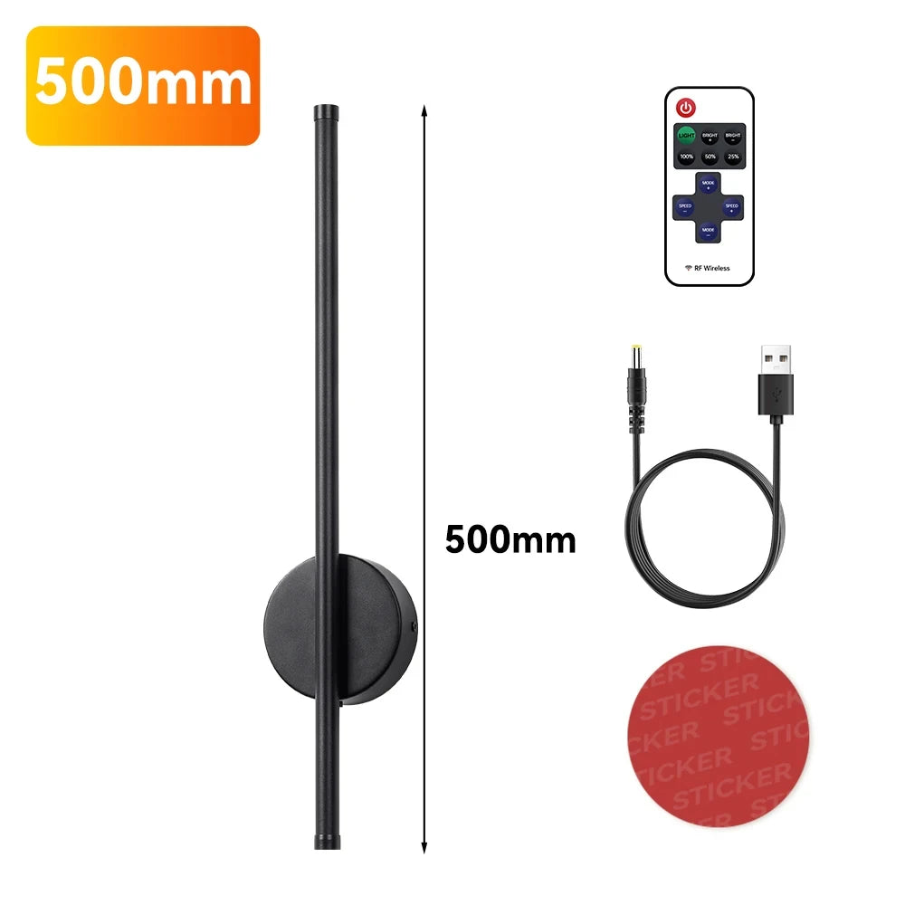 Rechargeable Wireless LED Wall Sconce Modern 50cm 80cm Bedside Night Lamp with Remote Control for Bedroom