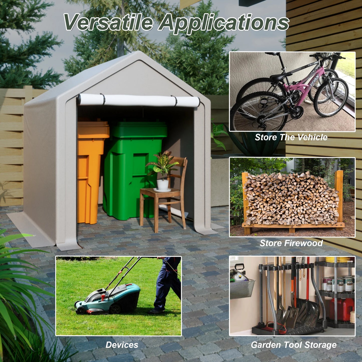 LZBEITEM 6 x 6 ft Portable Heavy Duty Storage Tent Shed